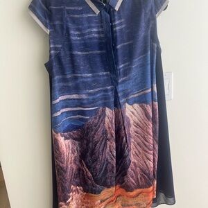 Vintage Blue and Orange Mini Dress